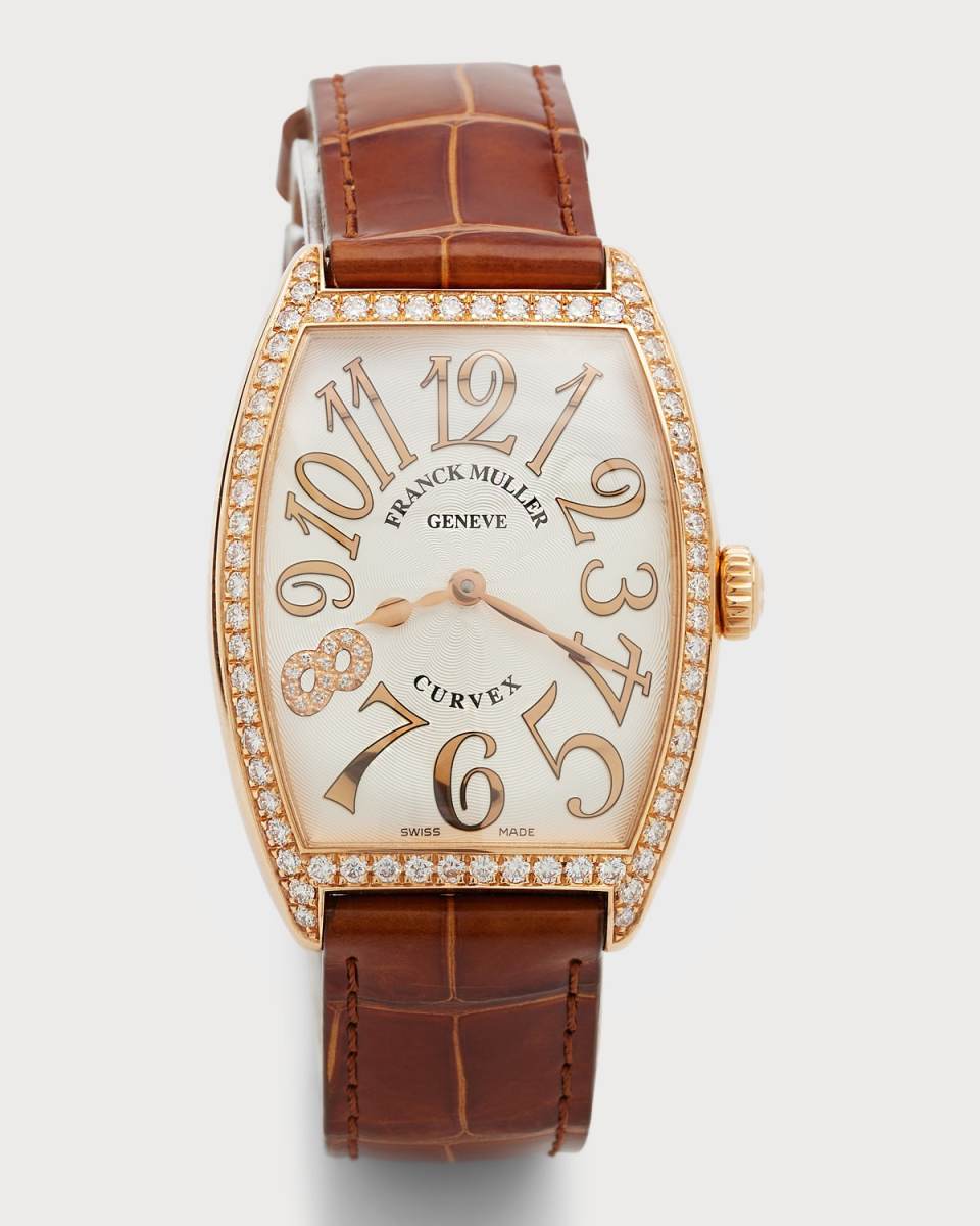 Unisex 18K Rose Gold Cintree Curvex Watch with Diamonds